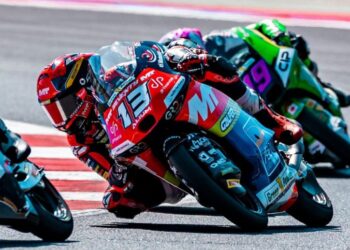 Hakim Danish masih mampu menamatkan perlumbaan di kedudukan ke-12, walaupun dikenakan penalti pada GP San Marino di Litar Misano, Itali, kelmarin. - Ihsan SIC Racing
