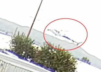 DETIK-detik sebelum helikopter NBC (dalam bulatan) terhempas. - NBC Los Angeles