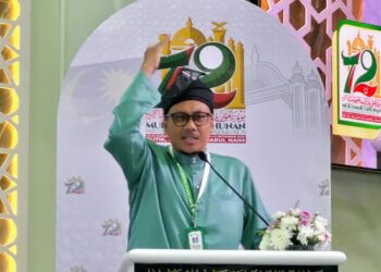 AFNAN Hamimi Taib Azamuddin semasa  semasa penggulungan Ucapan Dasar Presiden sempena Muktamar Tahunan Pas Ke-72 di Pusat Tarbiah Islamiah Kelantan (Putik), Pengkalan Chepa, Kota Bharu, Kelantan. - UTUSAN/MUSTAQIM MOHAMED