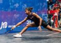 S. Sivasangari mara ke separuh akhir selepas mengalahkan wakil Hong Kong, Ho Tze Lok di peringkat lapan terbaik pada Sukan Asia Aichi-Nagoya 2026 di Nagoya, Jepun, hari ini. - Ihsan WSF