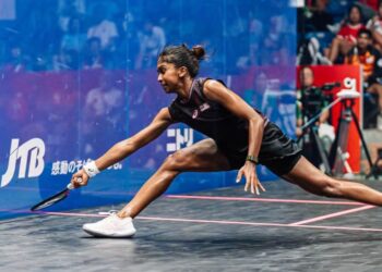 S. Sivasangari mara ke separuh akhir selepas mengalahkan wakil Hong Kong, Ho Tze Lok di peringkat lapan terbaik pada Sukan Asia Aichi-Nagoya 2026 di Nagoya, Jepun, hari ini. - Ihsan WSF