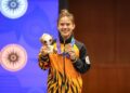 Tan Cheong Min menang pingat gangsa acara nanquan-nandao wanita pada Sukan Asia Aichi-Nagoya 2026, semalam. - IHSAN MAJLIS SUKAN NEGARA