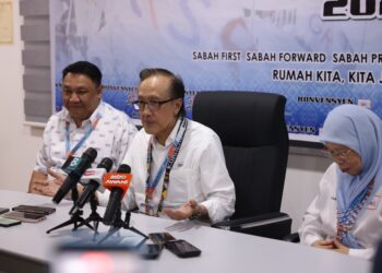 Masidi Manjun dalam sidang akhbar sempena Konvensyen Gabungan Rakyat Sabah (GRS) 2026 bertempat di Dewan Tun Mustapha, Kudat - Ihsan GRS