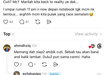 TANGKAP layar akaun media sosial menunjukkan pengguna yang mengambil cuti selepas menghadiri Formula Satu dan Kuala Lumpur Marathon pada hujung minggu lalu.