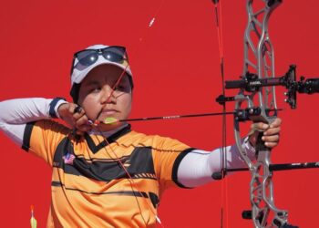 Fatin Nurfatehah Mat Salleh terkandas di peringkat suku akhir memanah Compound individu Sukan Asia Aichi-Nagoya 2026, hari ini. - IHSAN MSN
