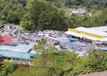 KEADAAN kesesakan trafik apabila pengunjung singgah di kawasan Agro Bazar di Kea Farm di Cameron Highlands.
