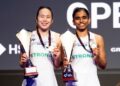 Pearly Tan-M. Thinaah muncul juara badminton Terbuka Denmark di SJF Bank Arena, Odense, Denmark, kelmarin. - AFP