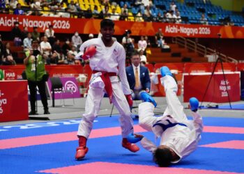 AKSI K. Thevendran pada Sukan Asia Aichi-Nagoya 2026, bulan lalu.