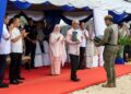 AL-SULTAN Abdullah Ri'ayatuddin Al-Mustafa Billah Shah menerima buku Jubli Emas Rompin pada Majlis Perasmian Sambutan Jubli Emas Rompin di Pantai Hiburan di Rompin, Pahang.