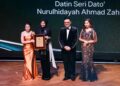 Nurulhidayah Ahmad Zahid menerima Anugerah Tokoh Wanita Tersohor dalam Kepimpinan Awam dan Komuniti.