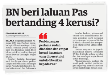 LAPORAN Mingguan Malaysia pada 4 Oktober lalu.