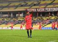 PEMAIN Melaka FC, R Ruventhiran meraikan jaringan kemenangan pada aksi Liga Super Malaysia 2026/2027 menentang Kuala Lumpur City di Stadium Hang Jebat, malam ini.-IHSAN MELAKA FC