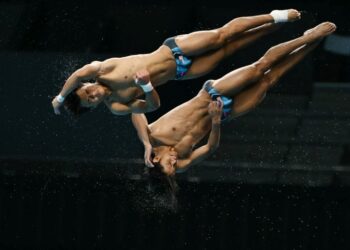 Dua penerjun Malaysia, Enrique Harold dan Elvis Priestly Clement mengambil bahagian dalam acara final 10 meter platform di Sukan Asia Aichi-Nagoya 2026, baru-baru ini. - AFP