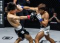 Mohammad Rifdean Masdor (kanan) tewas dalam pertarungan dengan Nadaka Yoshinari di pentas ONE SAMURAI 4, Ariake Arena, Tokyo, kelmarin. - IHSAN ONE CHAMPIONSHIP