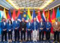 Perwakilan yang menghadiri Mesyuarat Jawatankuasa Eksekutif Persekutuan Sukan Asia Tenggara (SEAGF) di Kuala Lumpur, semalam. - IHSAN OCM