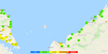BACAAN Indeks Pencemar Udara setakat pukul 12 tengah hari.