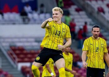 Fergus Tierney menjaringkan gol tunggal perlawanan ketika Harimau Malaya menewaskan Vietnam dalam saingan Piala ASEAN FIFA 2026, semalam. - IHSAN FAM