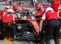 PEMANDU Ferrari, Charles Leclerc memasuki pit lane pada sesi latihan bebas perlumbaan Formula 1 Bahrain Gran Prix di Malaysia, di Litar Antarabangsa Sepang, di sini, hari ini.-UTUSAN/ ASWAD YAHYA