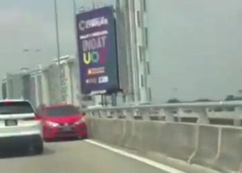 TANGKAP layar pemandu melawan arus sejauh 30 meter di susur masuk MEX, Putrajaya.
