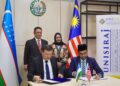 TUANKU Syed Faizuddin Putra Jamalullail menyaksikan MoU yang ditandatangani oleh UniSiraj dan Silk Road International University of Tourism and Cultural Heritage di Samarkand, Uzbekistan.