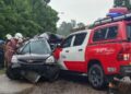 KEADAAN kenderaan yang terlibat kemalangan meragut nyawa tiga sekeluarga di  di Kilometer 90 Jalan Kuala Terengganu - Kuantan berhampiran Bukit Bauk, Dungun, Terengganu.