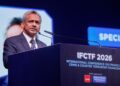 ABDUL Rasheed Ghaffour berucap pada Persidangan Antarabangsa mengenai Jenayah Kewangan dan Pembiayaan Keganasan (IFCTF) 2026 di Pusat Konvensyen Kuala Lumpur, hari ini. - UTUSAN/SHIDDIEQIIN ZON