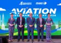 DATUK Mohd Izani Ghani (dua kiri) dan Timbalan Ketua Pegawai Eksekutif (Kawal Selia) Pihak Berkuasa Penerbangan Awam Malaysia (CAAM), Kapten Mohd Radzi Mohamad Alias pada Hari Kelestarian Penerbangan 2026 di Sama-Sama Hotel, Lapangan Terbang Antarabangsa Kuala Lumpur (KLIA).