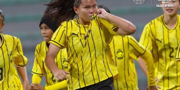 PENYERANG skuad wanita B-17 negara, Qaseh Riana Dafira Mohd Rafiuddin meraikan jaringan ketika berdepan Syria bagi aksi pertama Kumpulan E Kelayakan Pusingan Akhir Piala Asia Wanita B-17 2027 di Stadium Majlis Perbandaran Selayang, hari ini.-IHSAN Malaysia NT