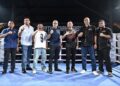 TENGKU Datuk Seri Zafrul Tengku Abdul Aziz (tiga dari kiri) bersama Rodtang Jitmuangnon (dua dari kiri) merasmikan Pertandingan Muay Thai LAGA Pandan MADANI 2026 yang berlangsung di Kompleks Muhibah, Taman Nirwana, semalam.