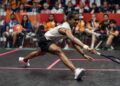 S. Sivasangari menghadiahkan mata pertama Malaysia menentang Jepun dalam acara berpasukan wanita Sukan Asia Aichi-Nagoya 2026, semalam. - IHSAN WSF