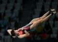 Pandelela Rinong melakukan terjunan semasa mengambil bahagian dalam Sukan Asia Aichi-Nagoya 2026 di Tokyo, Jepun, baru-baru ini. - AFP
