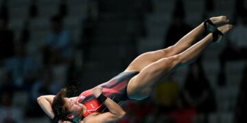 Pandelela Rinong melakukan terjunan semasa mengambil bahagian dalam Sukan Asia Aichi-Nagoya 2026 di Tokyo, Jepun, baru-baru ini. - AFP