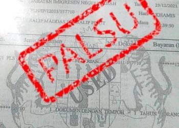 DOKUMEN palsu yang didakwa dikeluarkan oleh JIM Sabah.