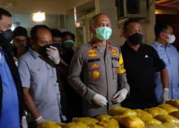 POLIS menunjukkan rampasan 201 kilogram syabu dari Hotel WIR, Petamburan di Jakarta Pusat. - ANTARA