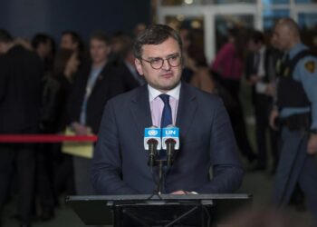 MENTERI Luar Ukraine, Dymtro Kuleba berucap di Persidangan PBB di New York.-AFP
