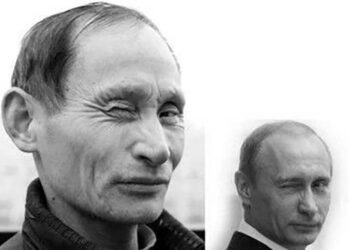 LUO YUANPIN (kiri) mempunyai raut wajah seperti Vladimir Putin.-MEDIA SOSIAL