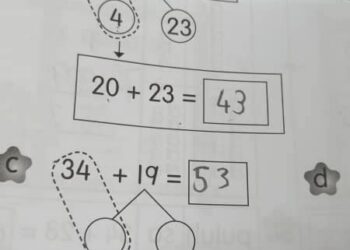 TANGKAP layar contoh latihan Matematik tahun satu