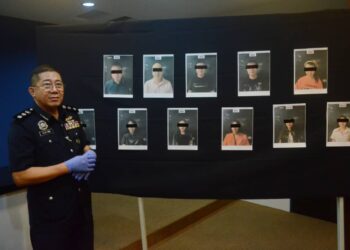 TAN Cheng San dalam sidang akhbar di IPD SPT Bukit Mertajam, Pulau Pinang hari ini berkenaan penahanan 11 warga asing yang ditahan bersama beberapa jenis dadah ketika sedang asyik 'berpesta' di sebuah kondominium di Bukit Tengah, Khamis lalu. - Pic: IQBAL HAMDAN
