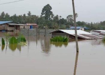 KEADAAN perkampungan yang terjejas banjir di Kota Marudu, Sabah.-SUMBER MEDIA SOSIAL