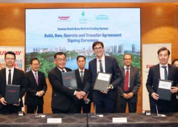 KERJASAMA ENGIE-Sunway akan mewujudkan sistem penyejukan berpusat di projek pembangunan bercampur Sunway South Quay CP2 bagi tempoh 25 tahun.