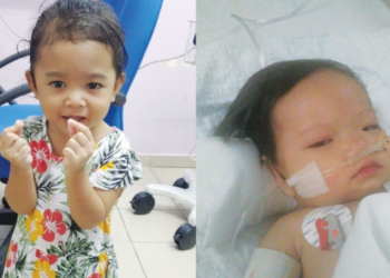 SITI Zahrah Umairah Umar Zuhdi Arwani (kiri) dan Celine Olivia Yus Miboy memerlukan sumbangan bagi menjalani pembedahan berkaitan masalah kecacatan jantung.