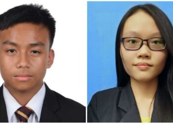 HARITS Haikal Azmi (kiri) dan Neo Siew Rou antara 34 orang pelajar dari selatan tanah air yang dianugerahkan Program Penajaan Pendidikan Petronas (PESP) pada tahun ini.