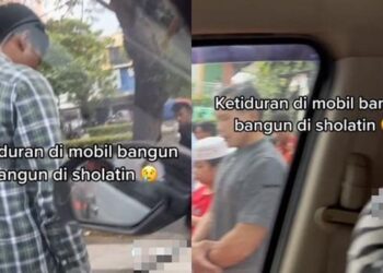 TANGKAP layar video wanita dikerumuni jemaah ketika waktu solat Jumaat di sebuah tempat letak kenderaan. - AGENSI 