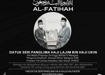 Ucapan takziah yang dimuat naik dalam media sosial Ketua Menteri Sabah, Hajiji Noor