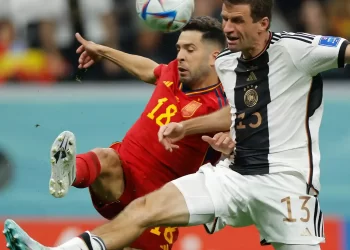 Jerman dan Sepanyol terikat seri 1-1 pada aksi Kumpulan E, sebentar tadi.