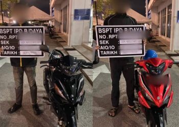 DUA remaja berusia 17 tahun ditahan polis Daerah Barat Daya Pulau Pinang dalam Op Samseng Jalanan hujung minggu lalu selepas dikesan menunggang motosikal secara melulu dan merbahaya.
