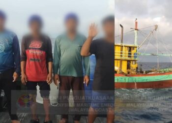 SERAMAI empat PATI warga Myanmar ditahan Maritim Malaysia di perairan Pulau Pinang semalam selepas didapati mengendalikan bot nelayan tempatan kelas C.