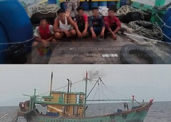 SERAMAI lima PATI warga Myanmar ditahan Maritim Malaysia di perairan Pulau Kendi, Pulau Pinang semalam ketika sedang mengendalikan bot nelayan tempatan selepas didapati gagal mempamerkan dokumen pengenalan diri yang sah.
