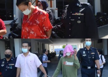 SEORANG wanita dan dua lelaki didakwa di Mahkamah Majistret dan Mahkamah Sesyen, George Town, Pulau Pinang hari ini atas pertuduhan memiliki serta menggunakan wang palsu. - Pix: IBAL HAMDAN