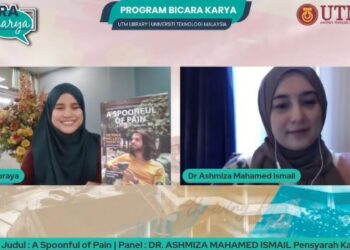 Dr. Ashmiza Mahamed Ismail (kanan) pada Bicara Karya anjuran Perpustakaan Universiti Teknologi Malaysia (UTM) baru-baru ini.